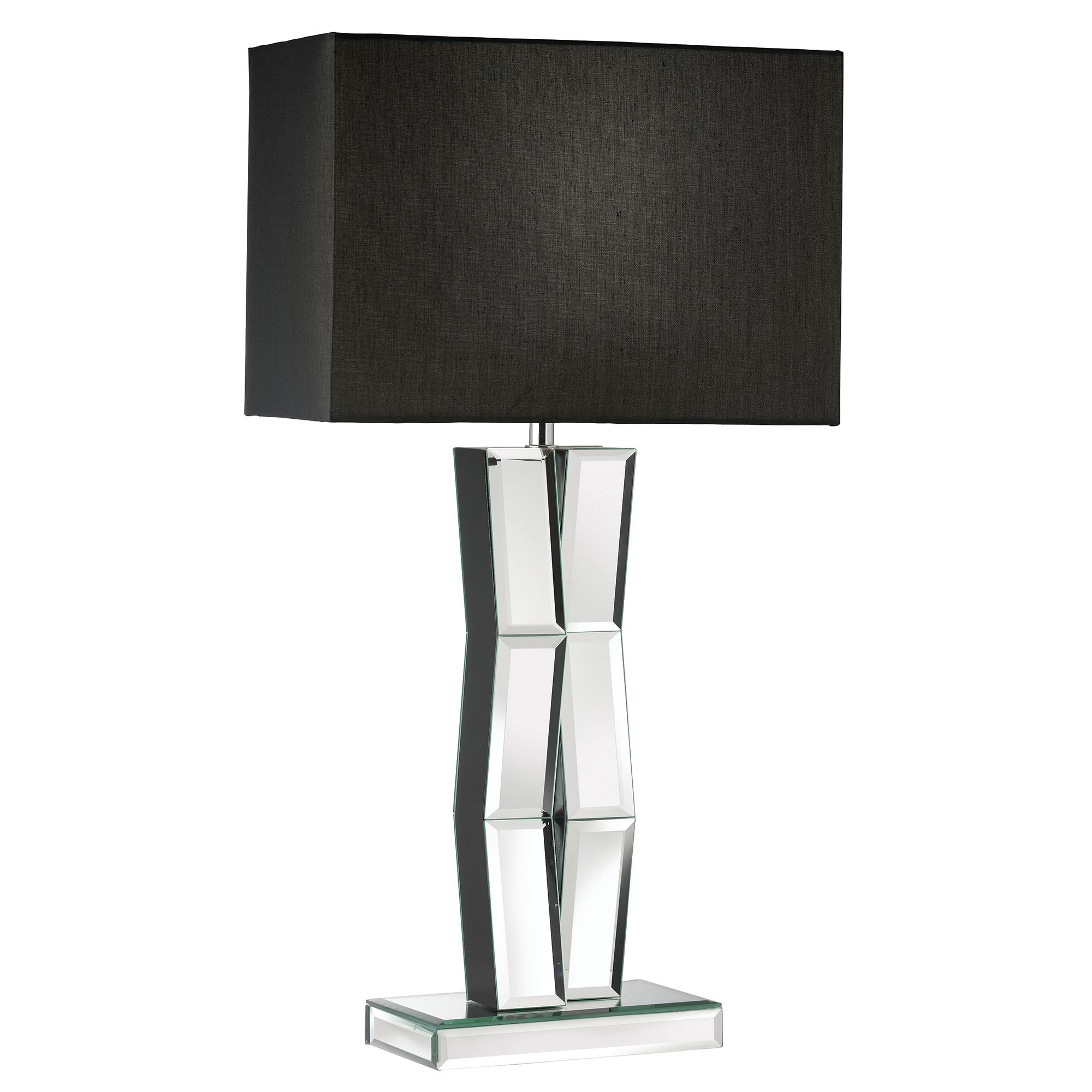 Mirrored Table Lamp With Black Oblong Table Lamp With White Oblong Faux Silk