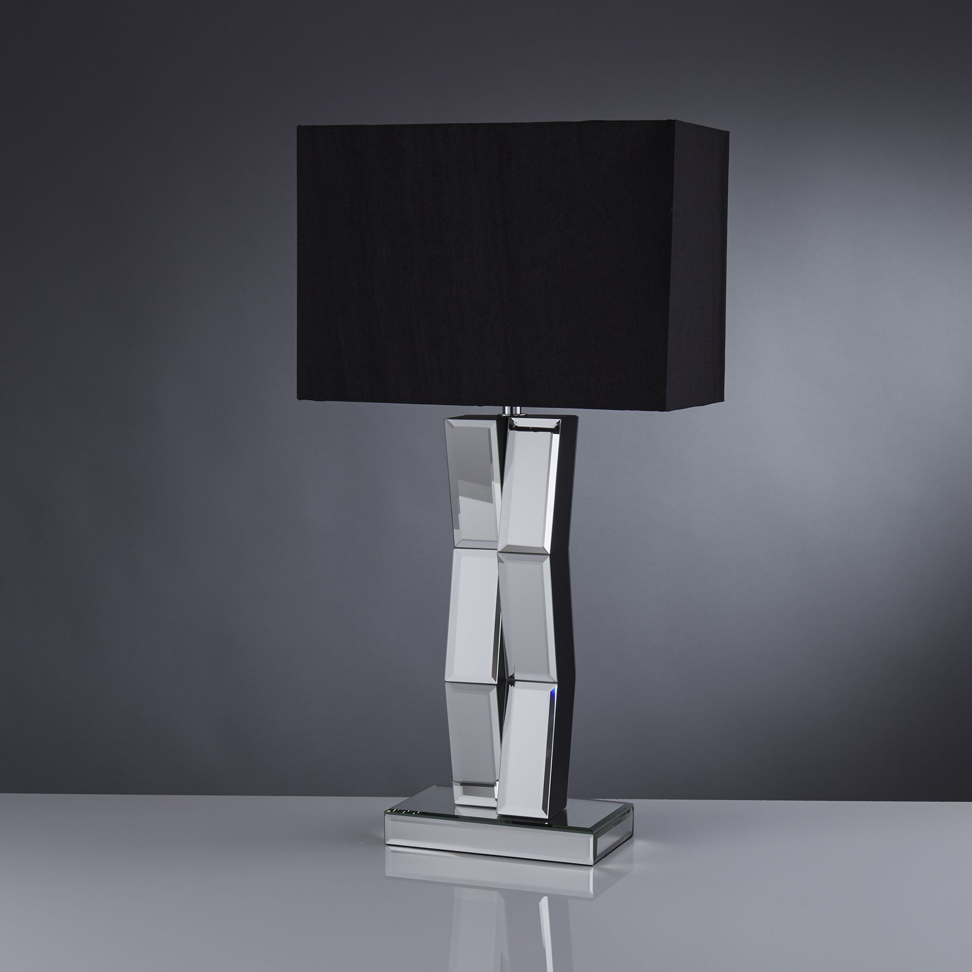 Mirrored Table Lamp With Black Oblong Black Mirror Reflection Table Lamp With