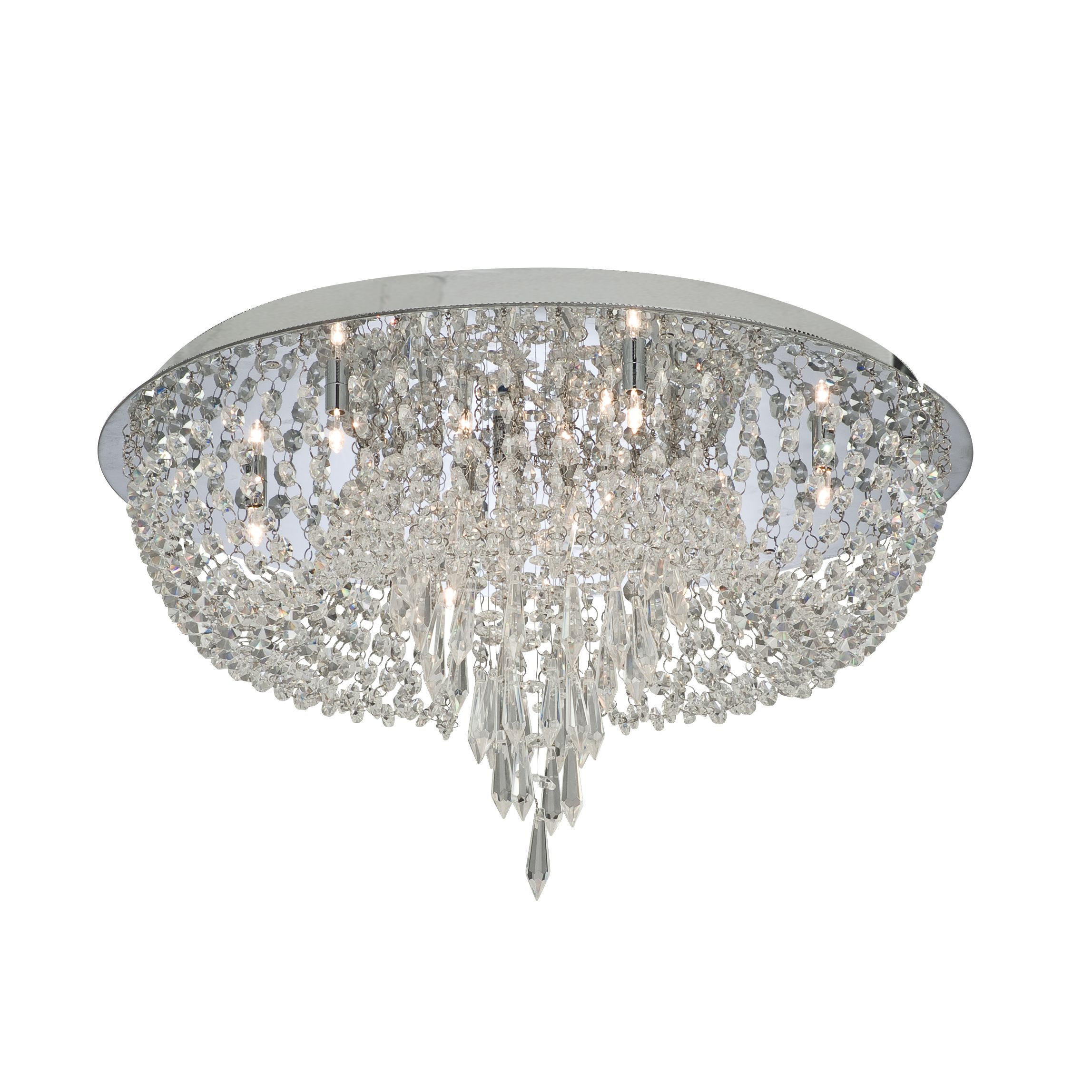 Orion Chrome 10 Light Flush Fitting With Cascading Crystal