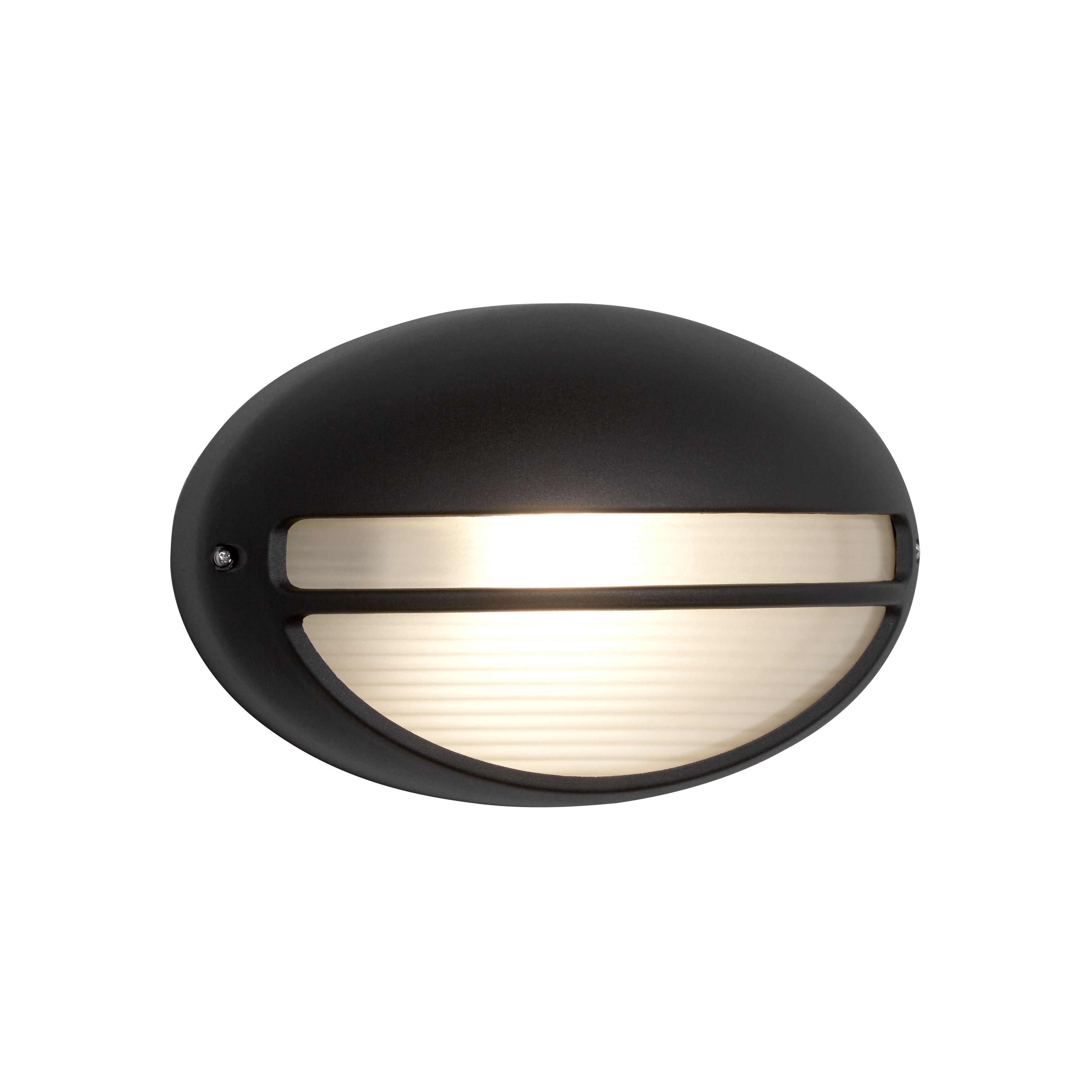Die Cast Aluminium Black Ip44 Oval Outdoor Light With Ridged