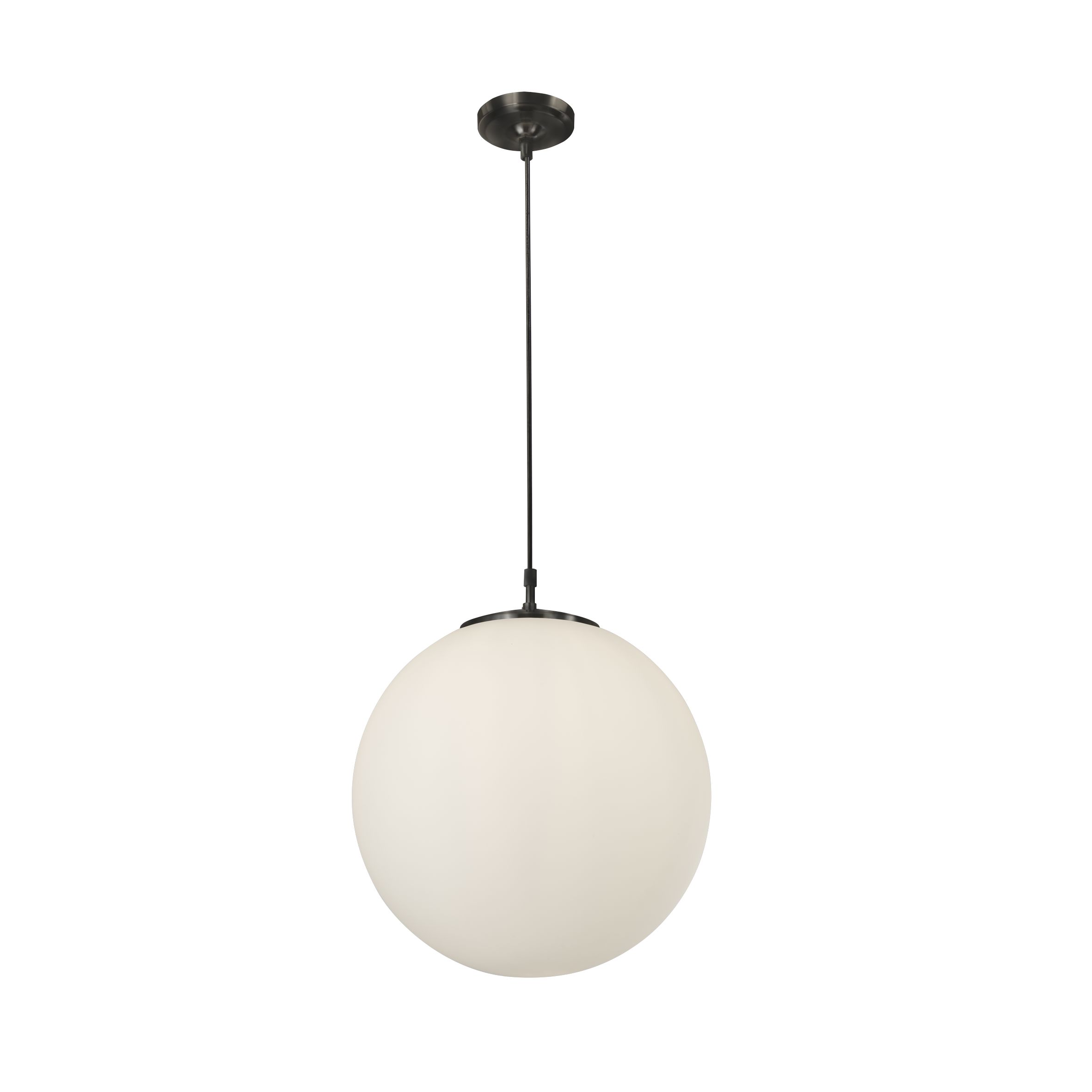 Atom Satin Silver Pendant Light Withopal Glass Sphere