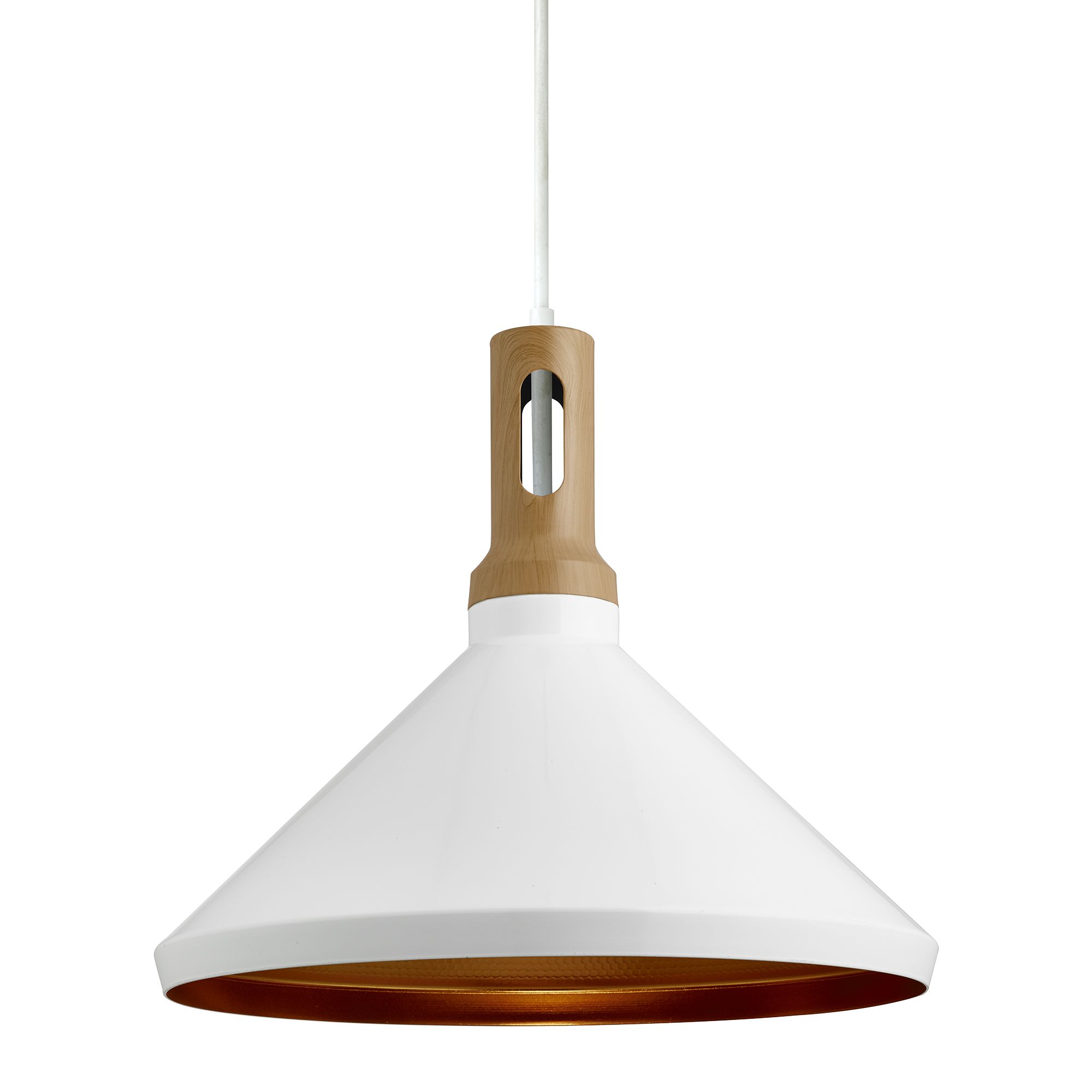 Cone White Metal Pendant Light With Gold Inner Wood D Cor - White And Gold Cone Pendant Light Cone White Metal Pendant Light With Gold Inner Wood D Cor - White And Gold Cone Pendant Light