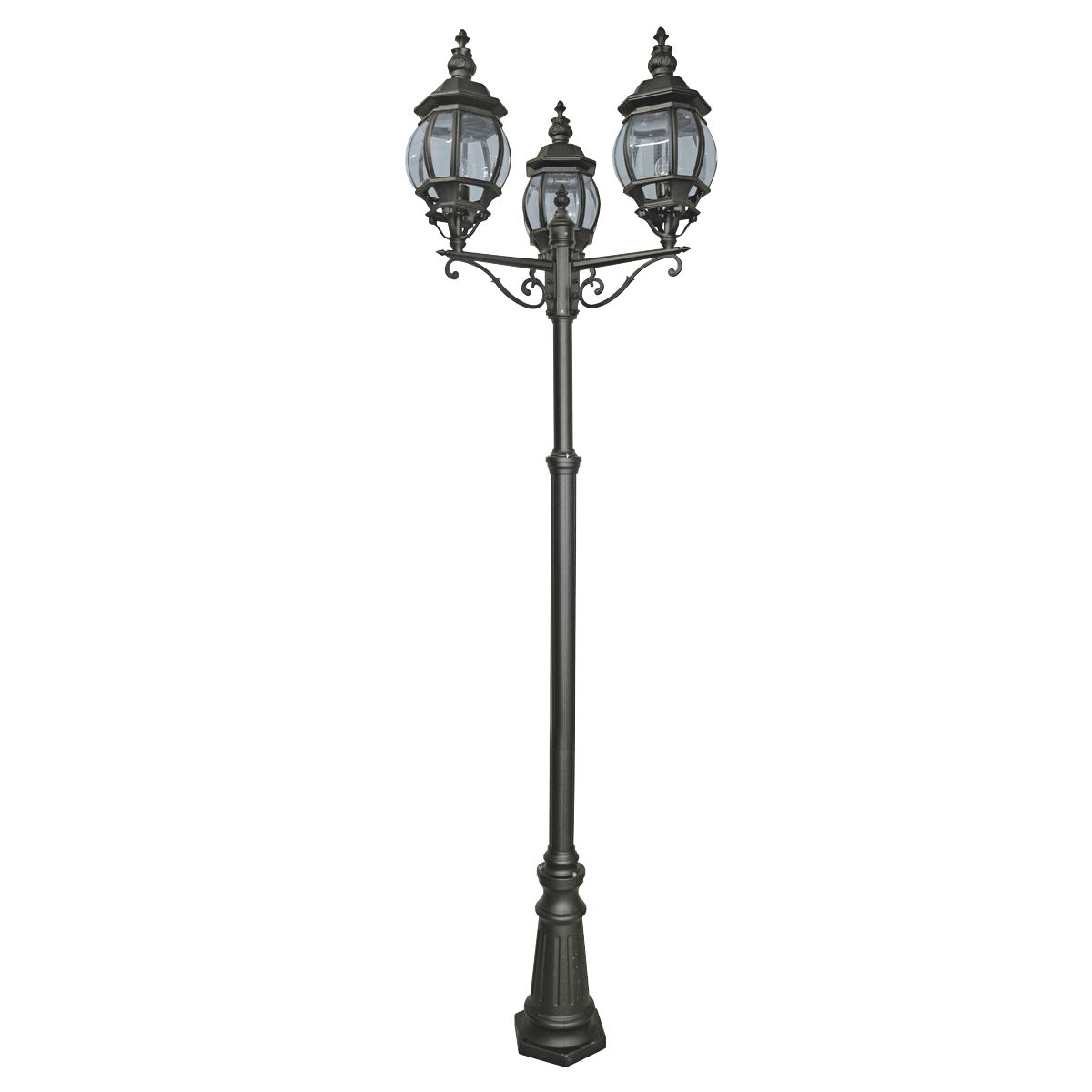 Bel Aire Die Cast Aluminium 3 Light Black Outdoor Post Lamp