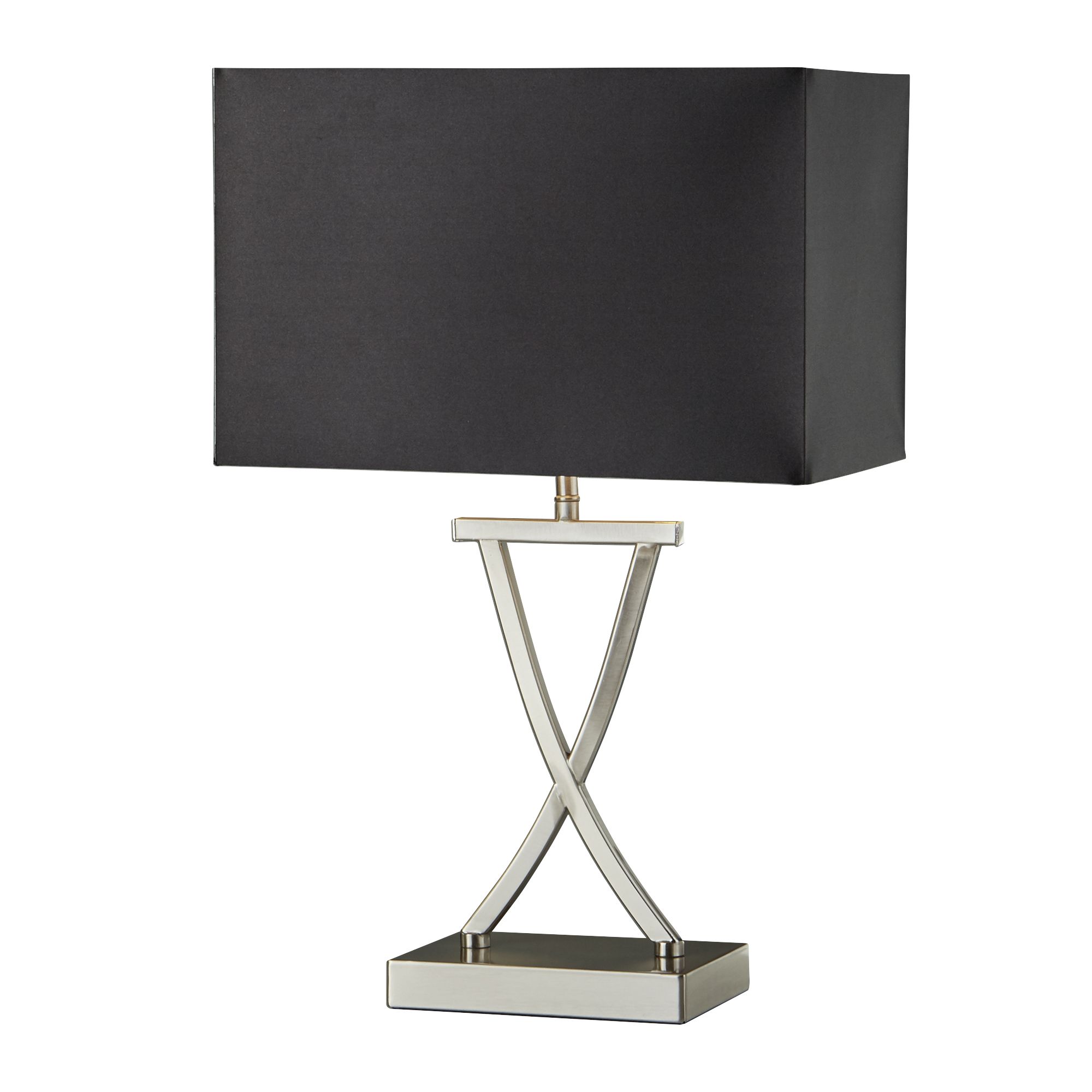 Cross Satin Silver Table Lamp With Drum Shade