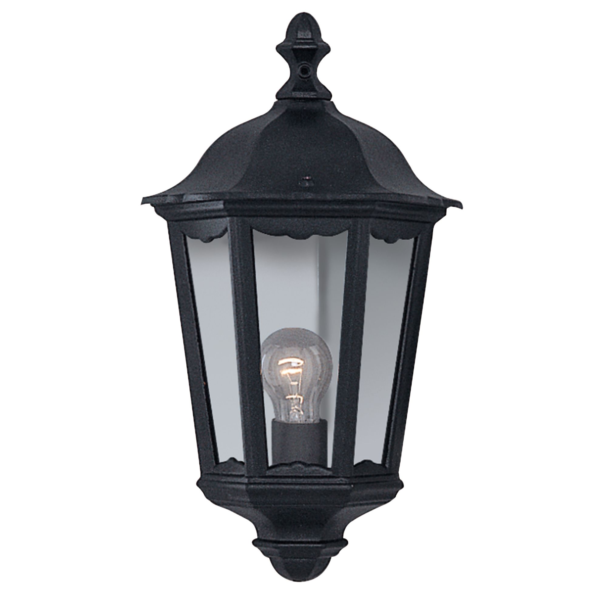 Alex Ip44 Black Aluminium Outdoor Wall Light Glass Panels