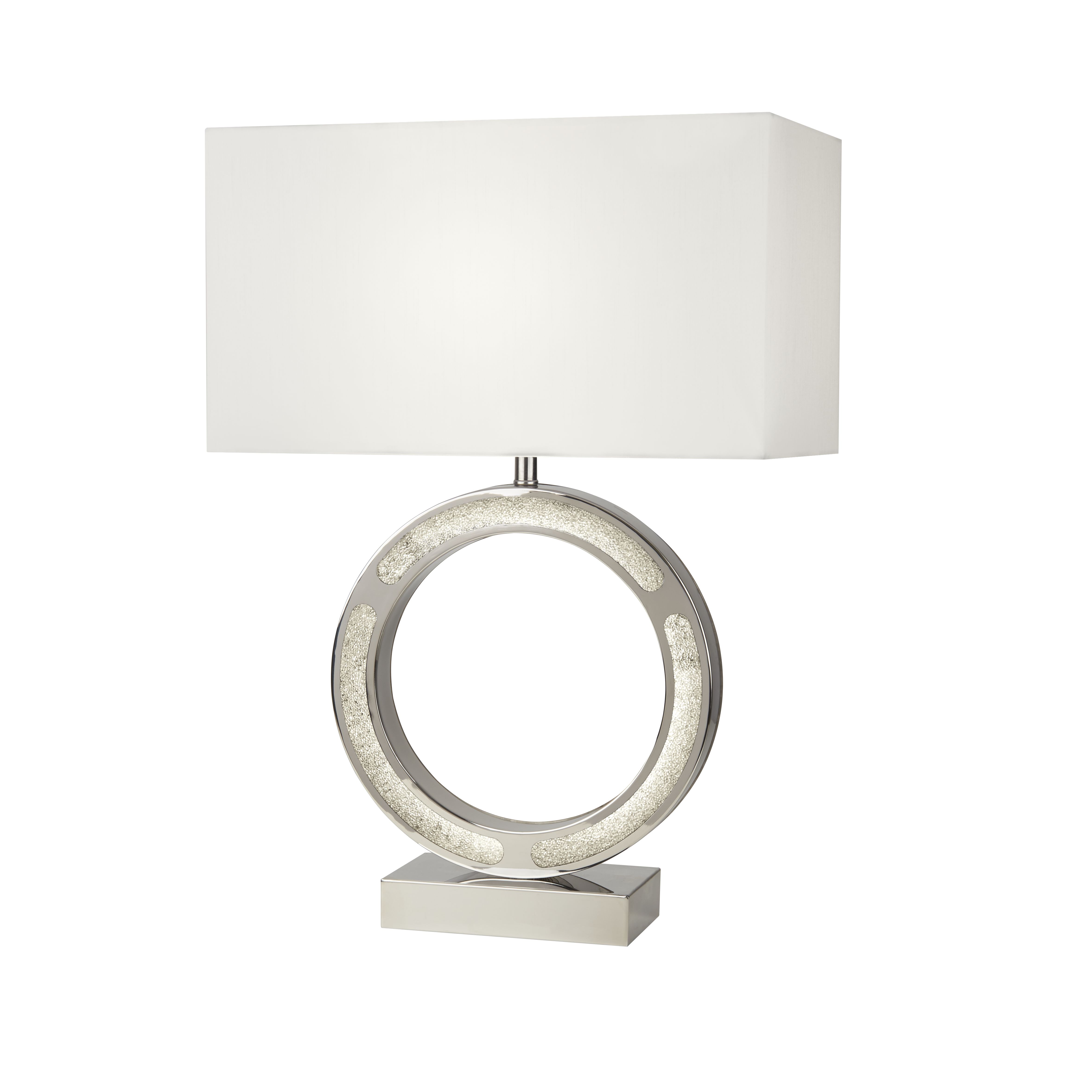 Alaska Table Lamp With Led Base Table Lamp With White Oblong Faux Silk