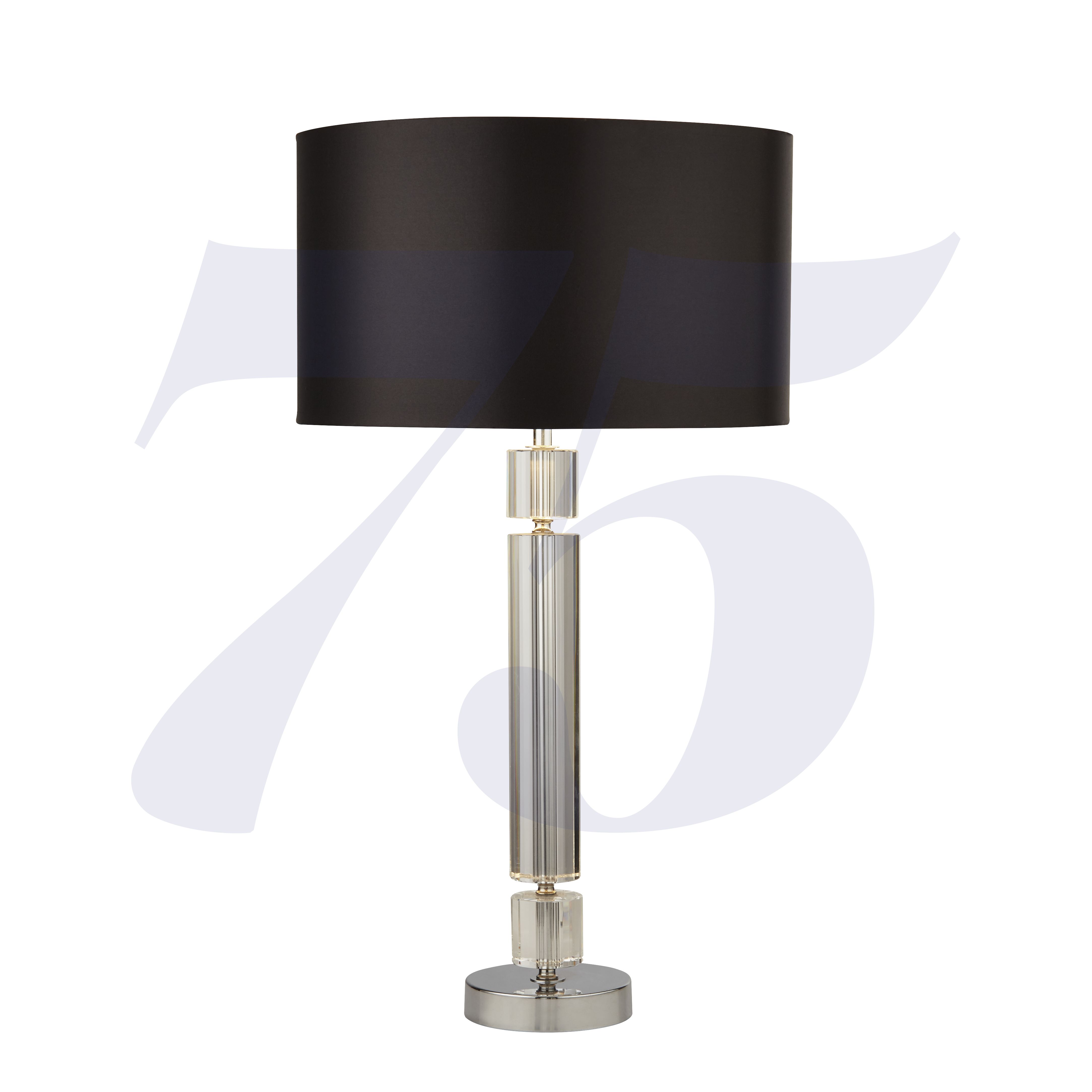 Chrome Glass Table Lamp With Black Shade Silver Inner