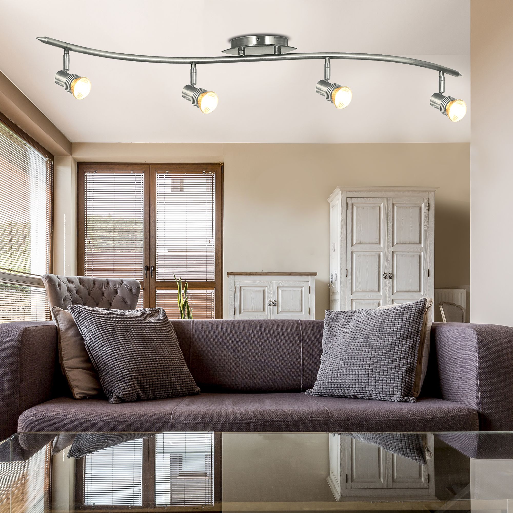 Decco Satin Silver 4 Light Spotlight With S Bar Design Pack Of 6 Discover prices, catalogues and new features. decco satin silver 4 light spotlight