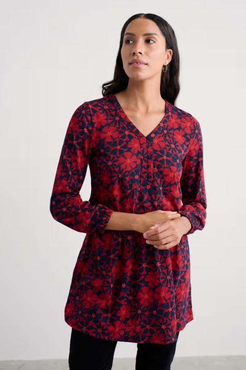 Peg Loom V-Neck Tunic - Jersey Tunic Top - Seasalt Cornwall