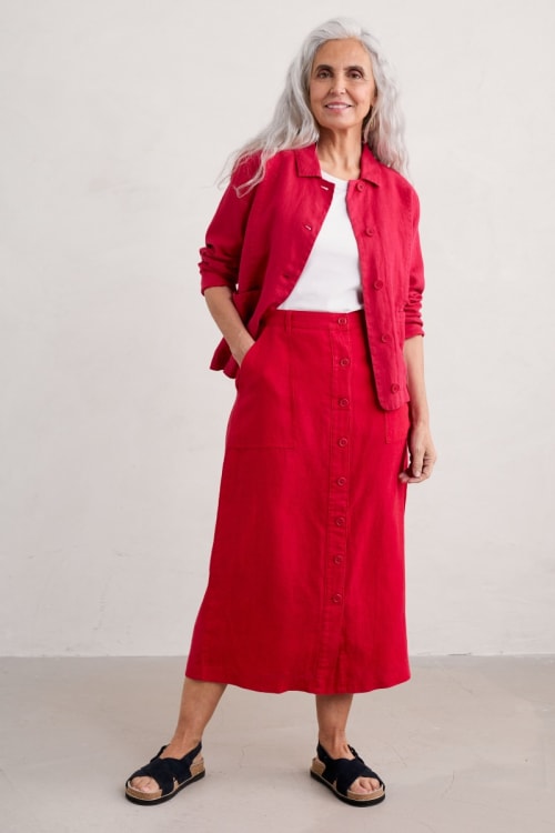 Rosewell Farm Linen Midi Skirt - Summer Midi Skirt - Seasalt Cornwall