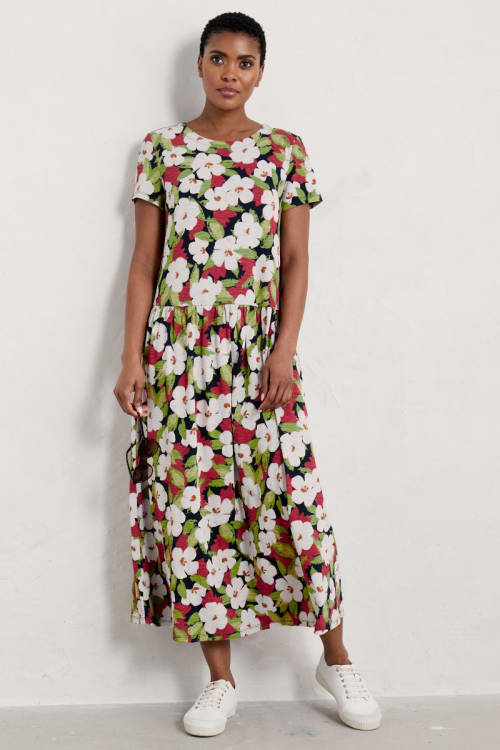 エブール 24SS クリアギザコットン カットソー 38 3910900782 Cladonia Floral Short Sleeve T-Shirt Jersey Dress - Organic Cotton