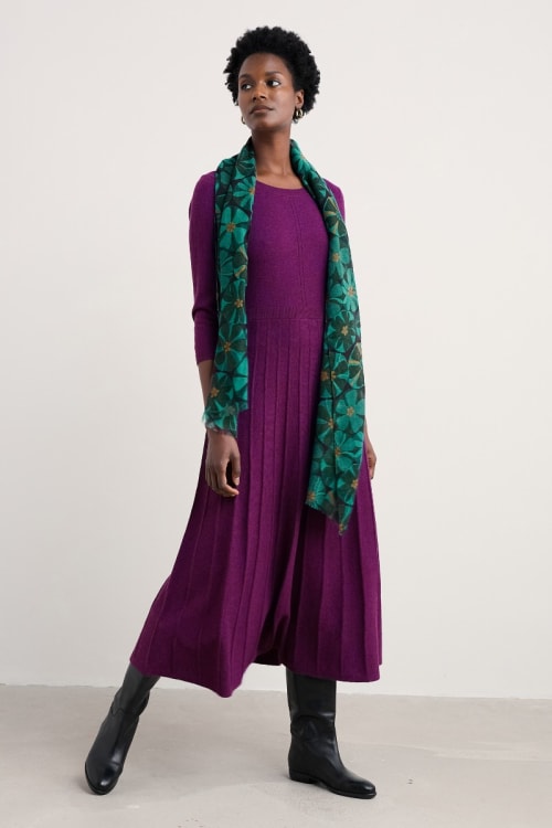 Folk Song Knitted Wool Blend Midi Dress - Winter Dress - Seasalt Cornwall