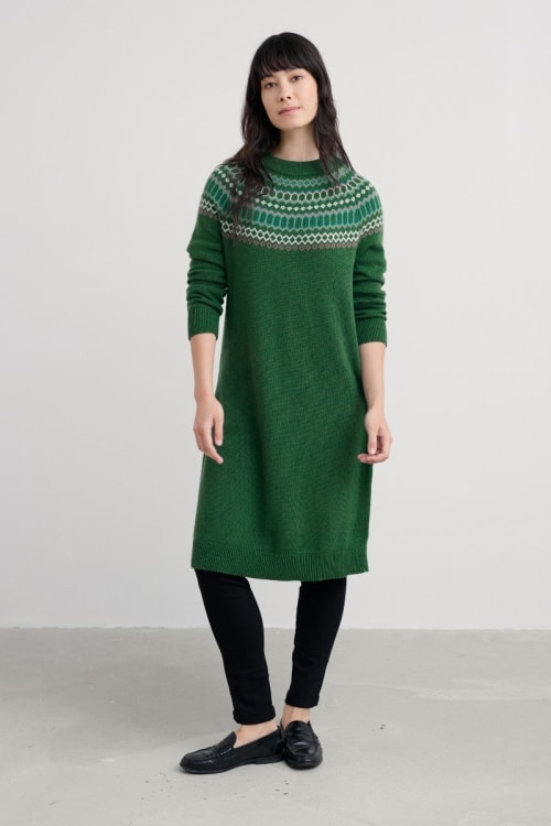 Bird Ring Fair Isle Knitted Knee Length Dress - Seasalt Cornwall