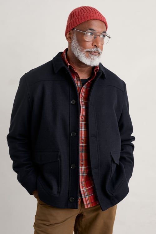 Men's Herringbone Rockling Jacket Wool-blend Workwear Jacket