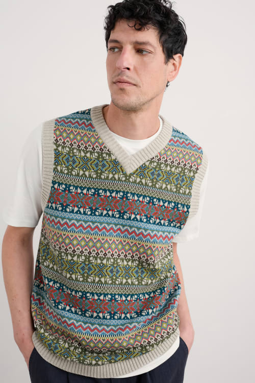 Men's Kitto Fair Isle Knitted Vest - Seasalt Cornwall