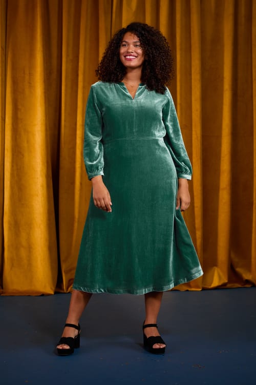 Tree Fern Velvet Midi Dress - Seasalt Cornwall