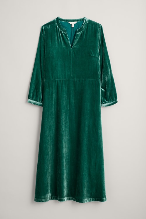 sea green velvet dress Strapless Long Velvet Prom Dress with Gloves CH176 Emerald / 2XSmall main image 0