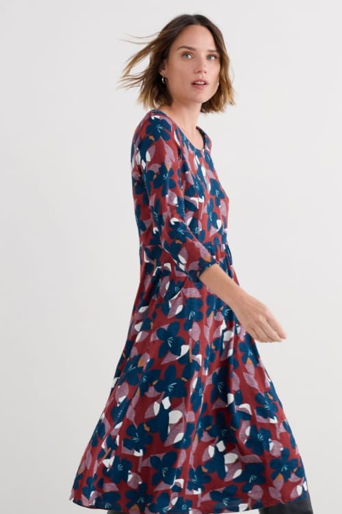Enor 3/4 Sleeve Dress - Organic cotton jersey dress with pockets - Seasalt  Cornwall