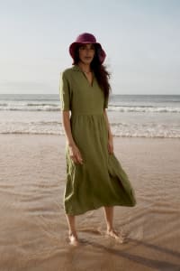 seasalt linen dress Seasalt Cornwall Pink Grass Wave Linen Midi Dress