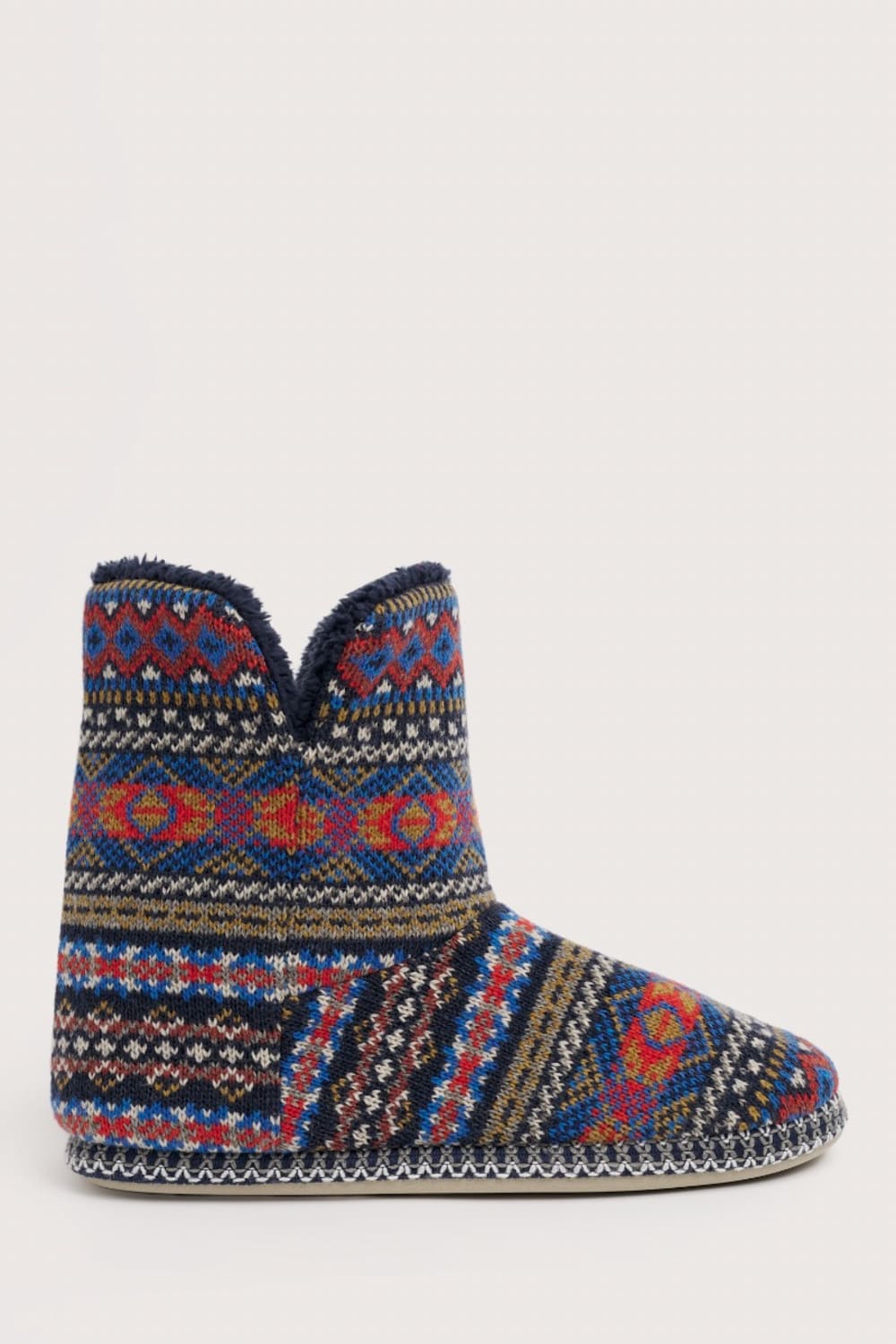 Northaway Men's Fair Isle Fleece Lined Slipper Boots Seasalt