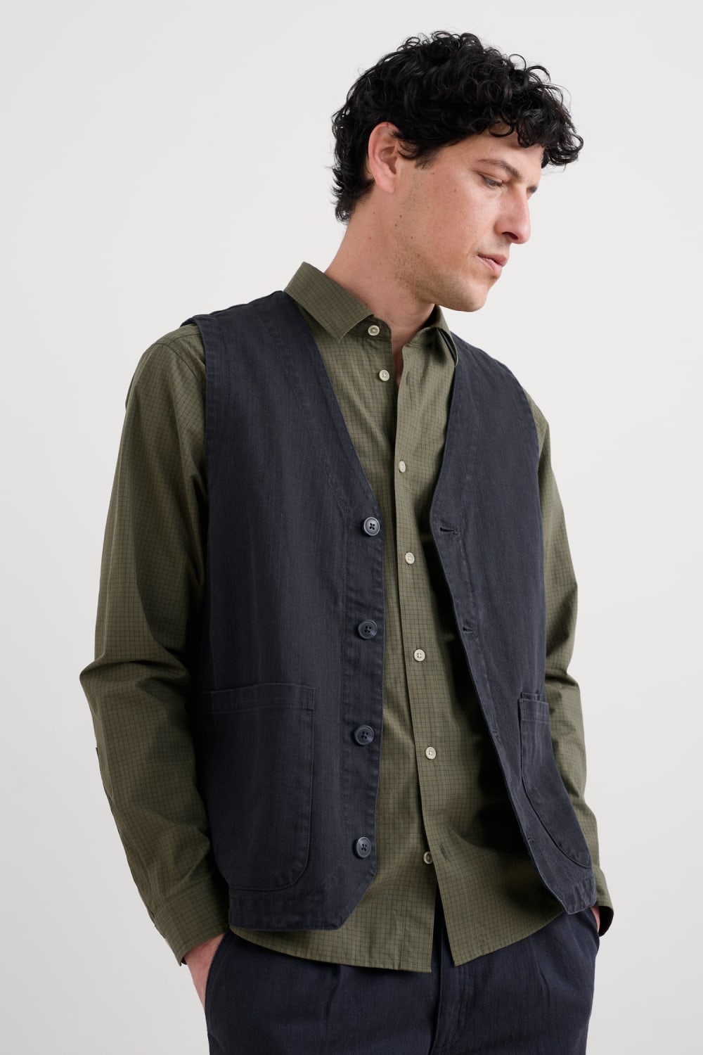 Men's Tollgate Linen Cotton Blend Waistcoat Seasalt Cornwall