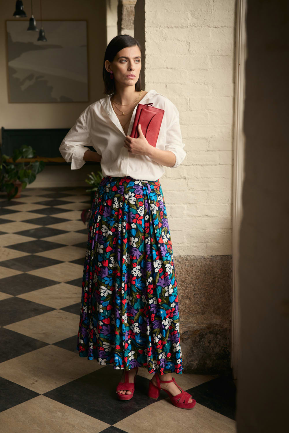 Cheap printed pleated maxi skirt on Sale