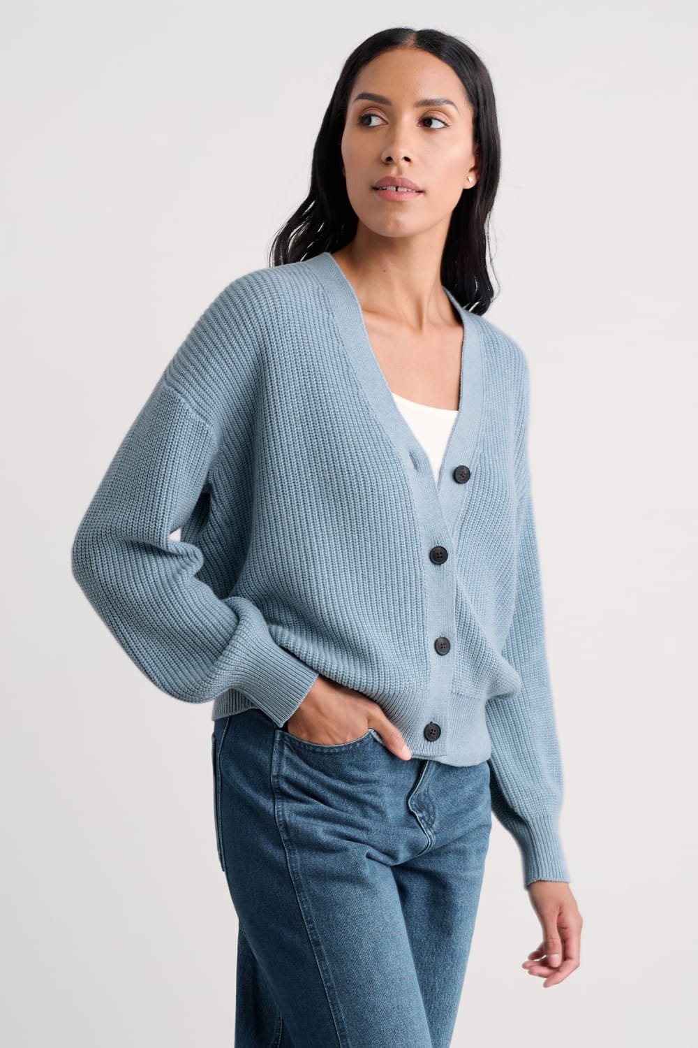 Winding Creek V-Neck Organic Cotton Slouchy Cardigan - Seasalt