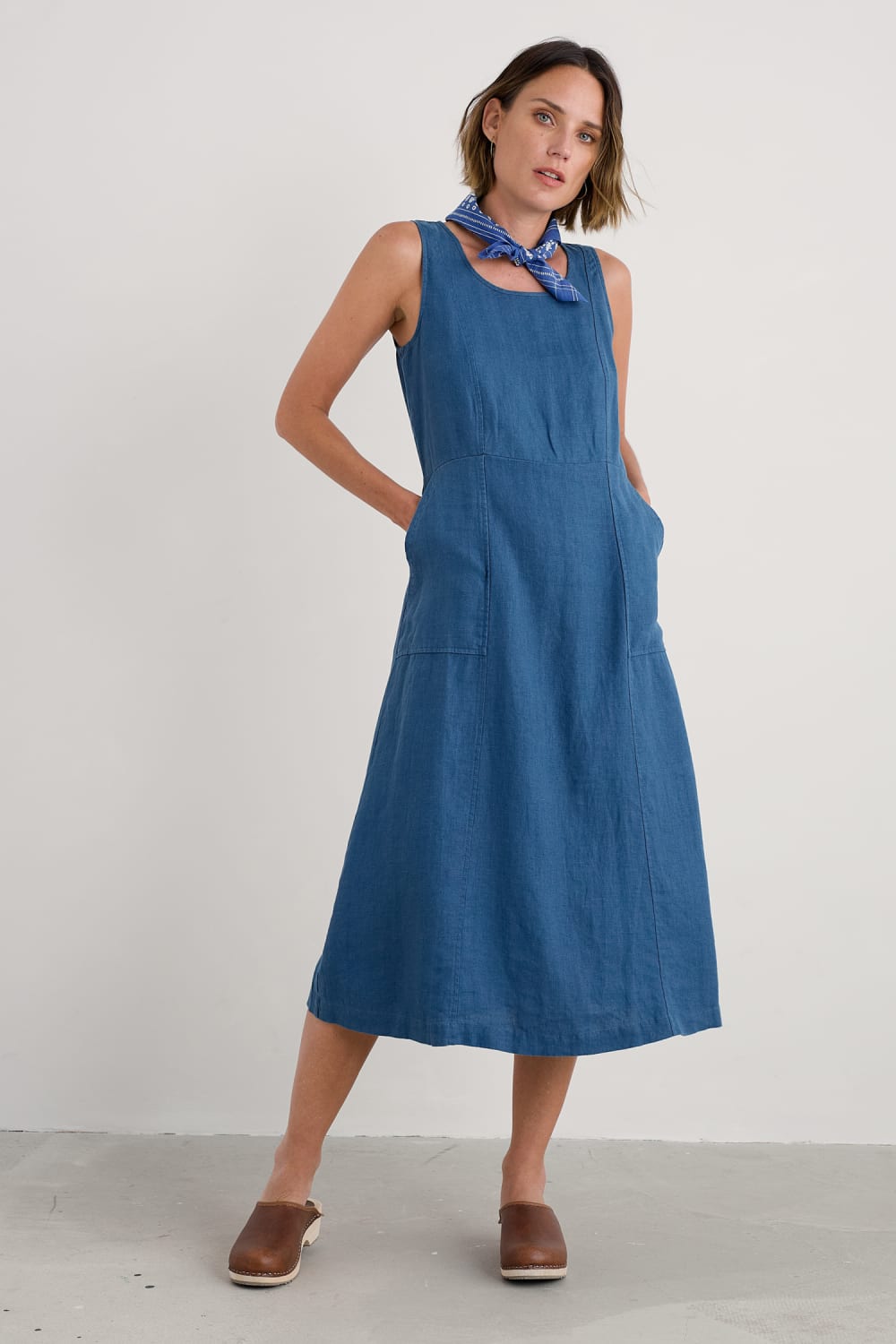 Sleeveless Grass Wave Linen Dress Seasalt Cornwall