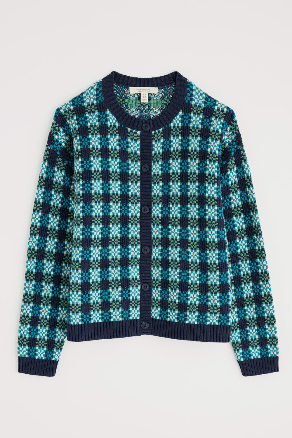 Kensa Organic Cotton Checked Cardigan Seasalt Cornwall