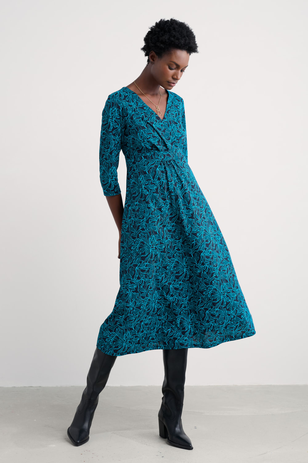 Chapelle 3/4 Sleeve Dress in GOTS-Certified Organic Cotton Jersey