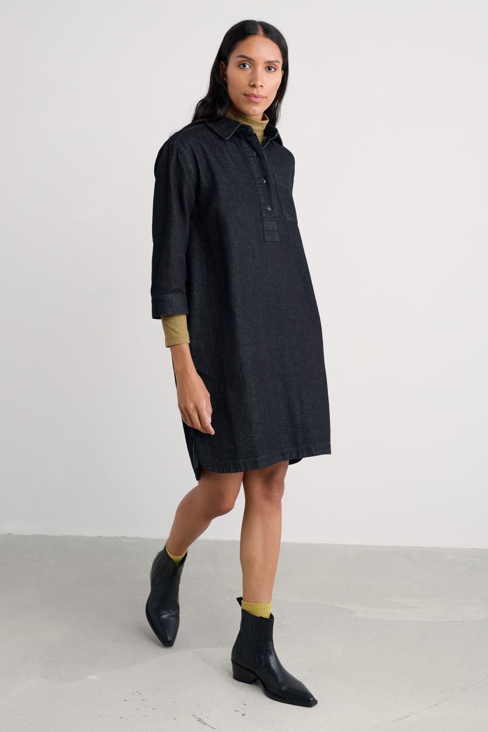 white christmas dresses Seasalt Women's Wightwick Midi Dress In Mid Indigo Wash — Maple Gifts main image 1