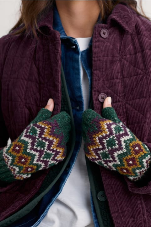 Day Moon Fair Isle Fingerless Gloves  Model Image