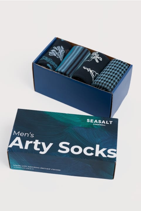 Gift Box of 4 Men’s Blue Arty Socks