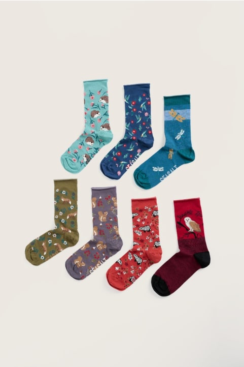 Gift Box of 7 Women's Wildlife Sailor Socks