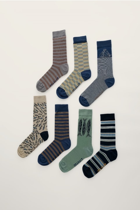 Gift Box of 7 Men's Wildlife Sailor Socks 