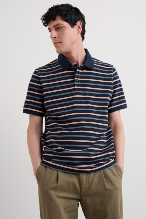 Men's Balefire Striped Polo in Organic Cotton