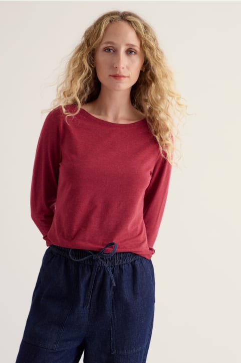 Easel Long Sleeve Top in GOTS-Certified Organic Cotton Jersey