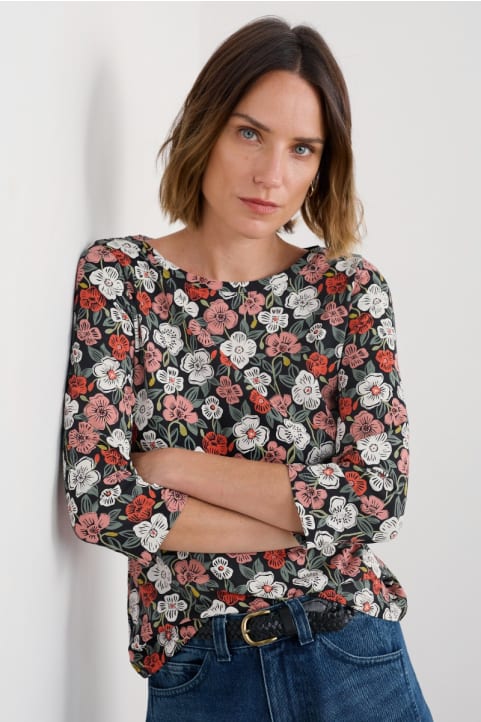Easel 3/4 Sleeve Top in GOTS-Certified Organic Cotton Jersey Image
