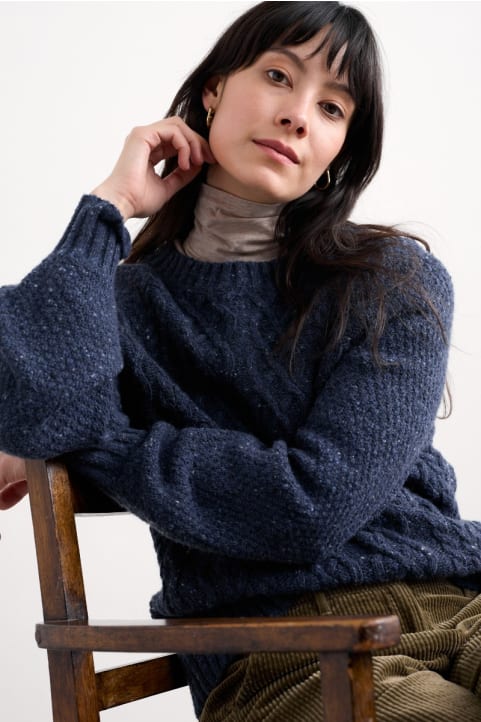 Tressa Cable Knit Jumper Model Image