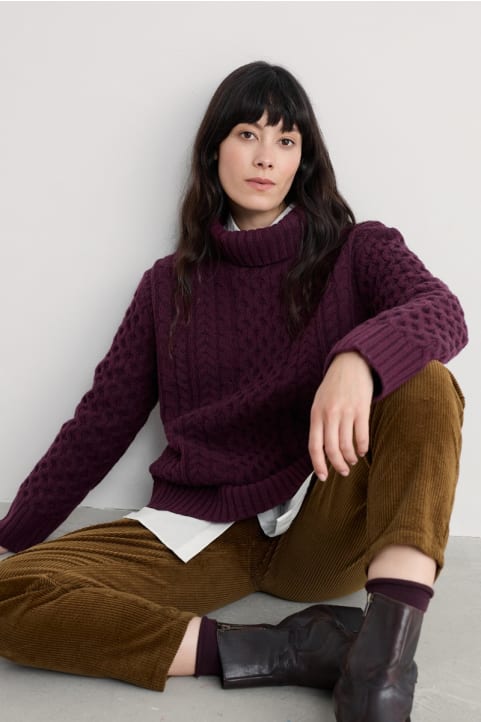 Pine Forest Cable Knit Merino Jumper Image