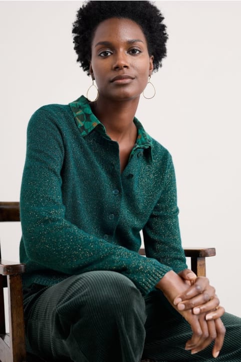 Tern Tide Sparkle Merino Blend Cardigan Model Image