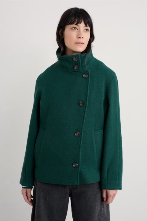 Fritillary Asymmetric Funnel Neck Coat Image