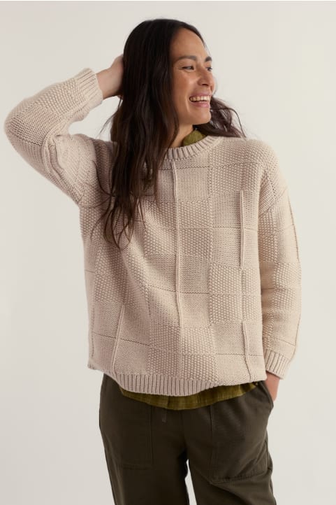 Hedge Rock Mixed Stitch Crew Neck Jumper