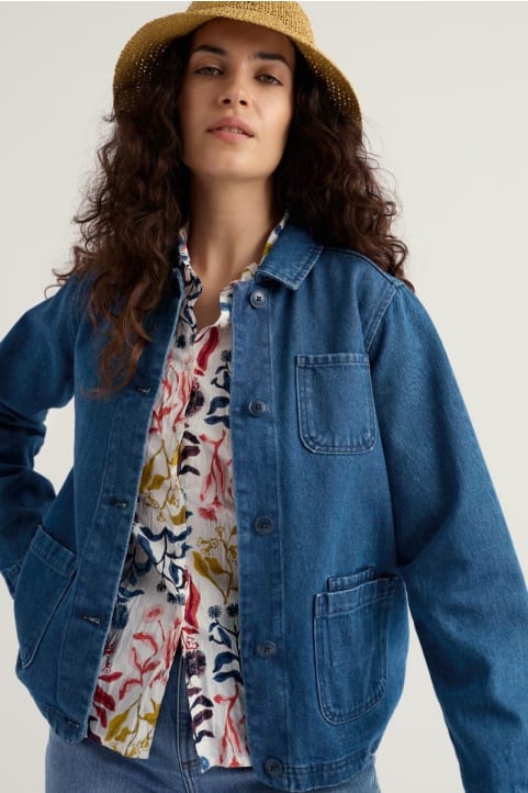 Reading Rocks Jacket in Organic Cotton Denim Model Image