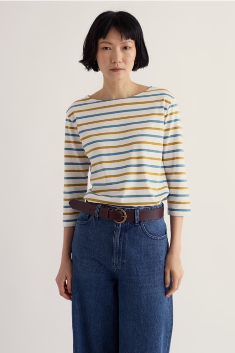 Sailor 3/4 Sleeve Top in GOTS-Certified Organic Cotton Jersey Image