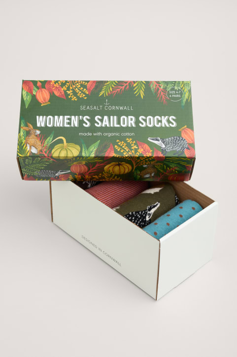 Gift Box of 4 Wildlife Pattern Women's Sailor Socks  Image