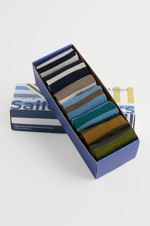 Gift Box of 7 Men's Striped Sailor Socks Image