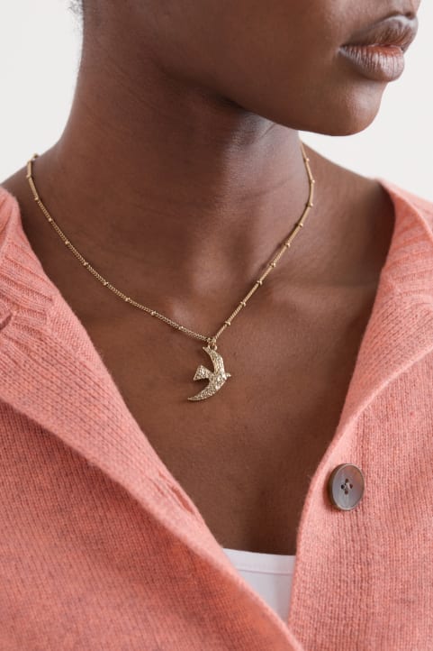 Bird in Flight Pendant Necklace Model Image