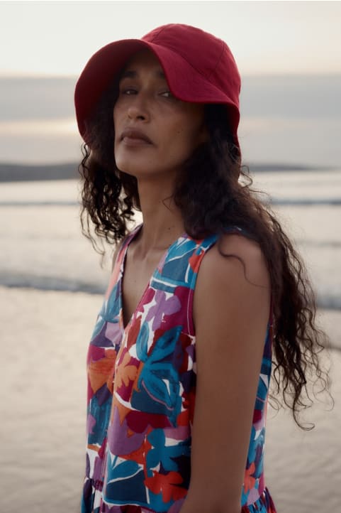 Celia Recycled Cotton Sunhat  Model Image