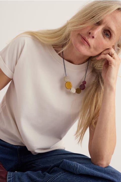 Trevessa Flat Ceramic Beaded Necklace